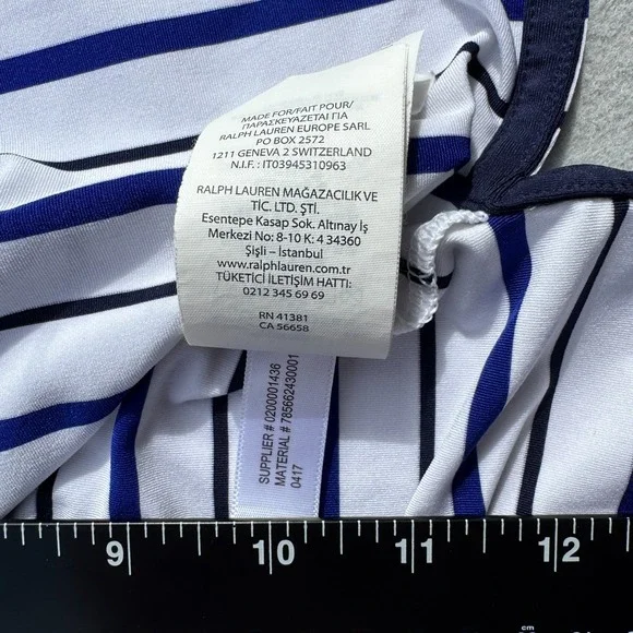 RLX Ralph Lauren Golf Polo Shirt Men Large Striped White/Navy Performance Casual - Picture 5 of 9
